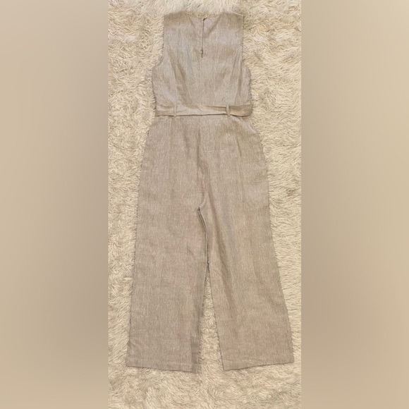 NEW Reformation Naomi Linen Belted Jumpsuit in Oatmeal sz 4 - Picture 4 of 8